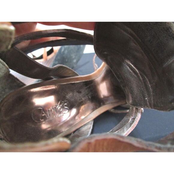 Santana Ginseng Eton Brown Leather Gladiator Wedge High Heels Sandals Women 9M - Picture 11 of 12